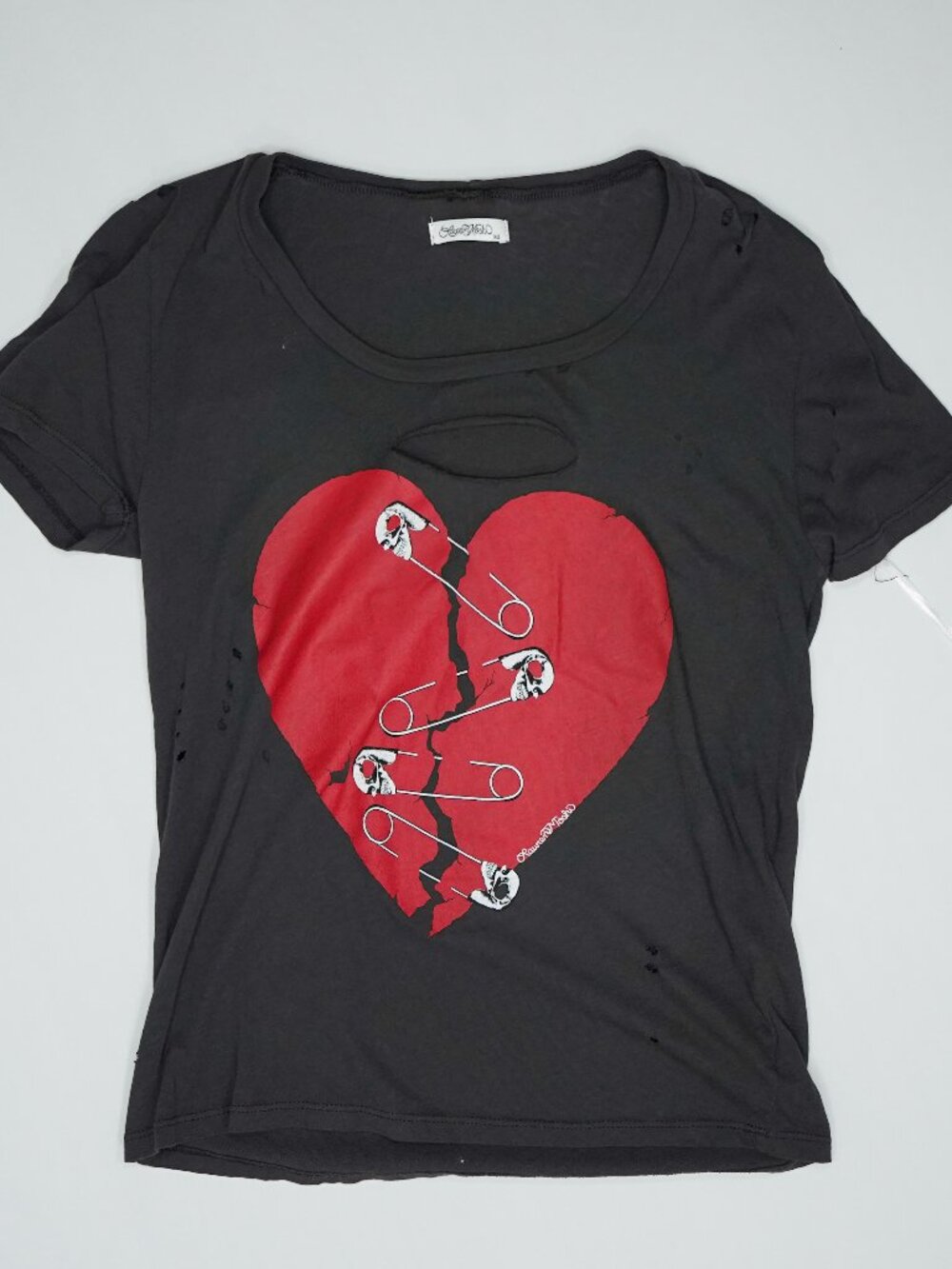 Lauren Moshi Women's Distressed Gray Tee - Size XS